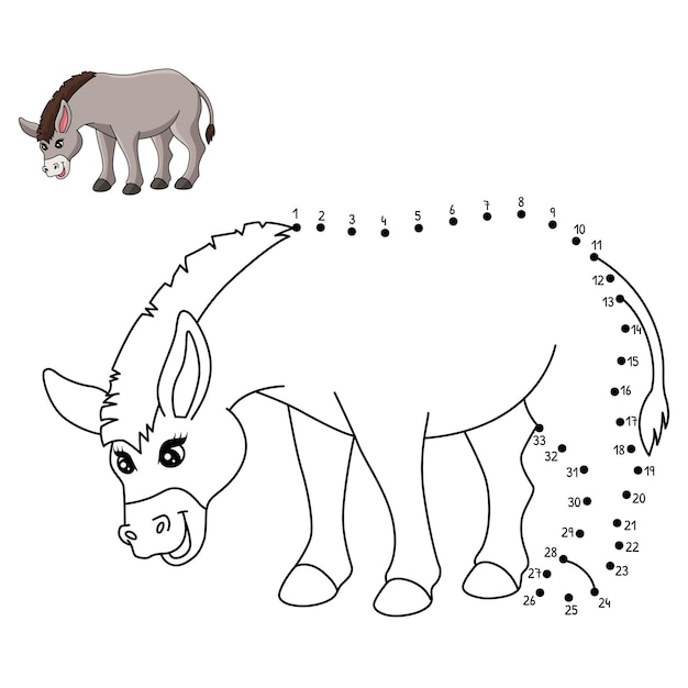 Premium vector dot to dot donkey isolated coloring page for kids