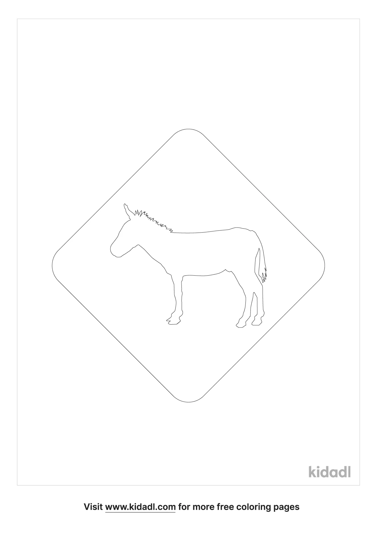 Free donkey crossing sign coloring page coloring page printables