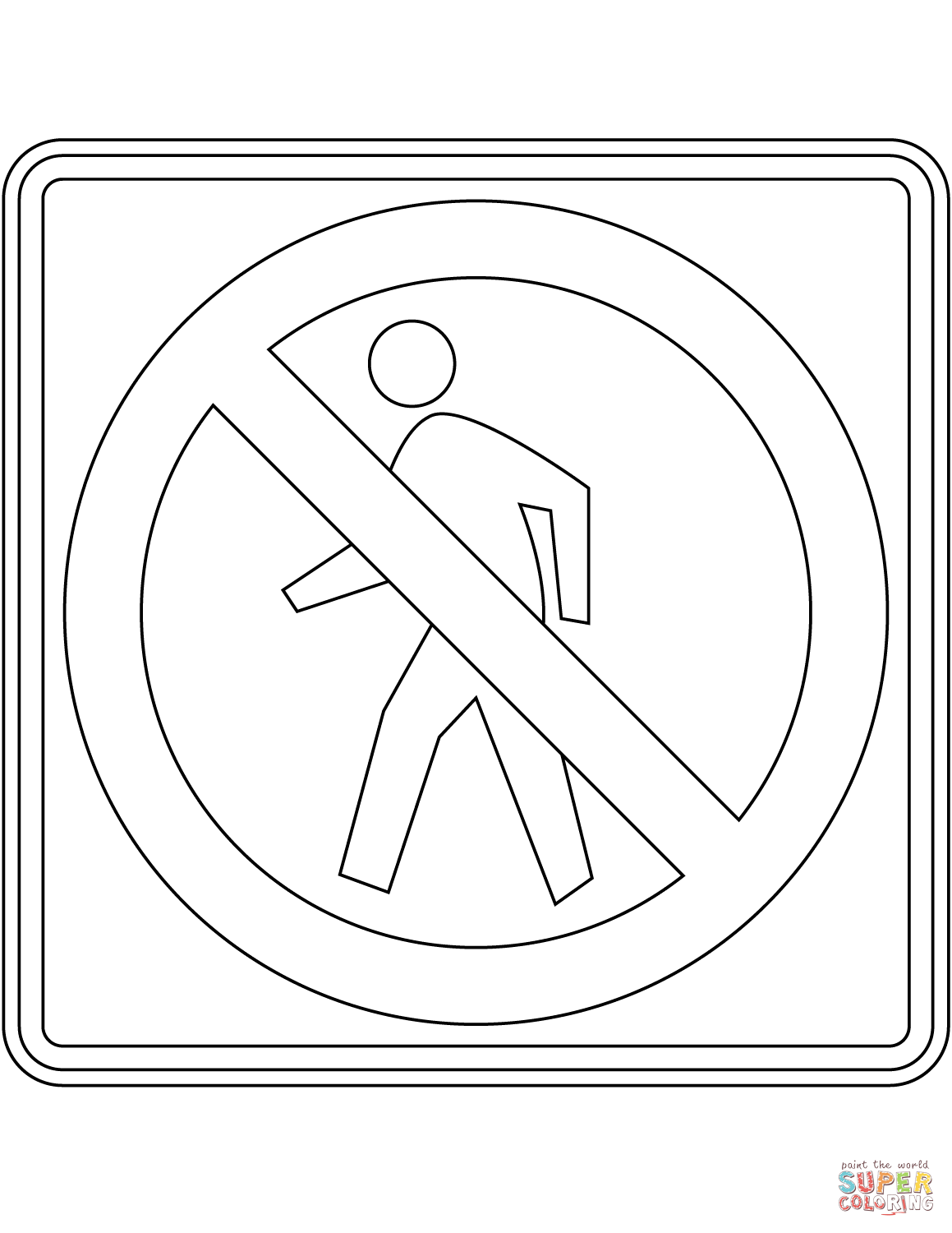 No pedestrian crossing sign in the usa coloring page free printable coloring pages