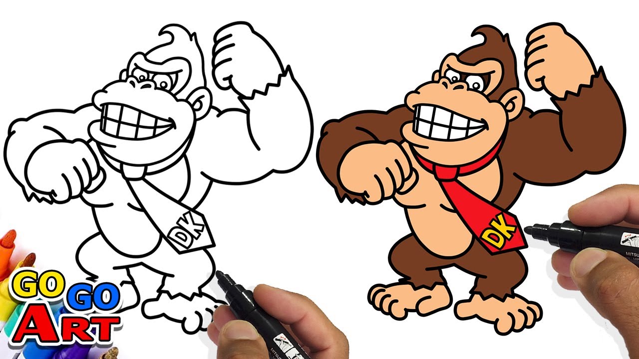 How to draw donkey kong the super mario bros
