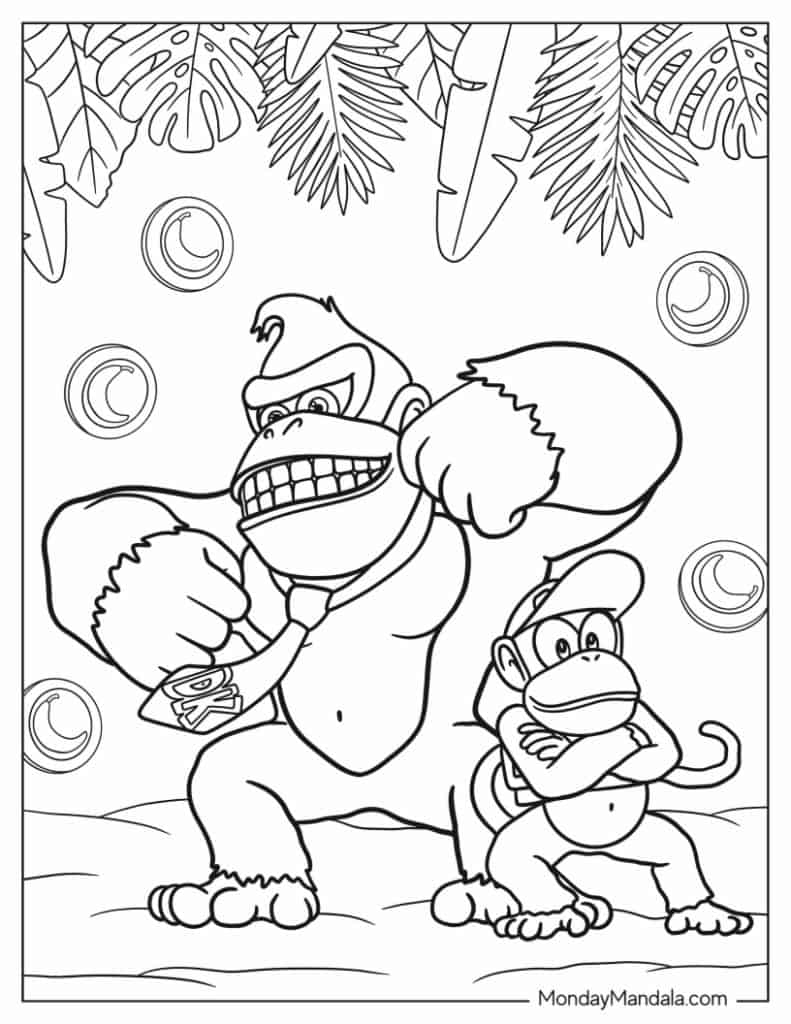 Donkey kong coloring pages free pdf printables