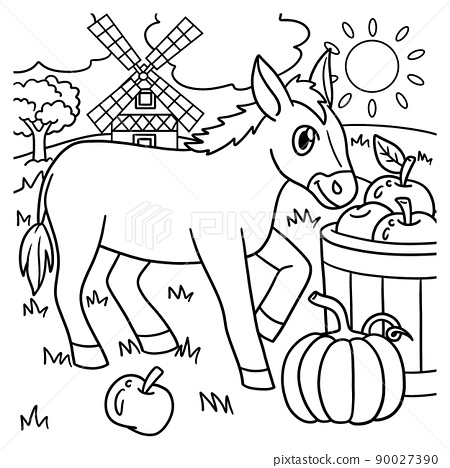 Donkey coloring page for kids