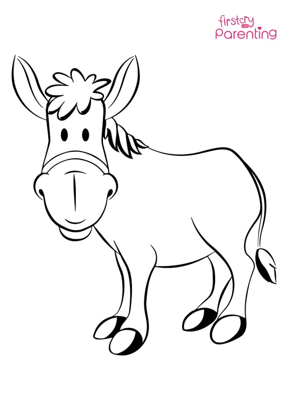 Easy printable donkey coloring pages for kids