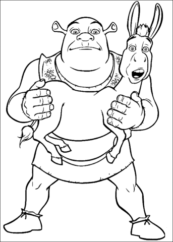 Shrek and donkey coloring page free printable coloring pages
