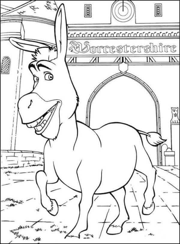Funny donkey coloring page