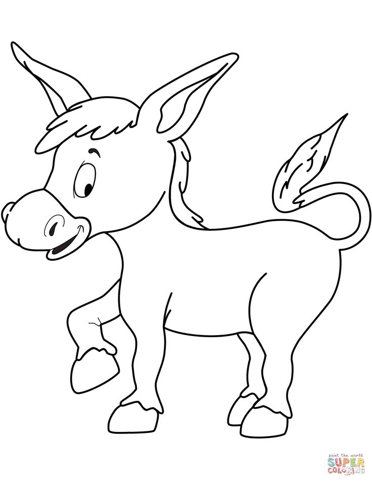 Cute donkey coloring page free printable coloring pages baby animal drawings cute donkey coloring pages