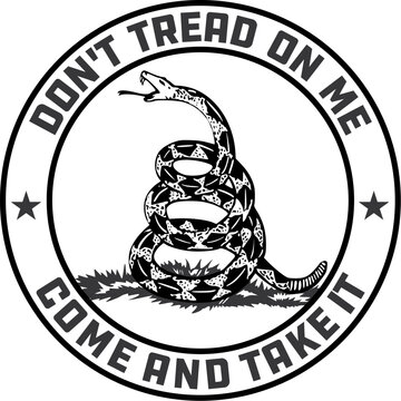 Dont tread on me gadsden flag emblem in black and white vector