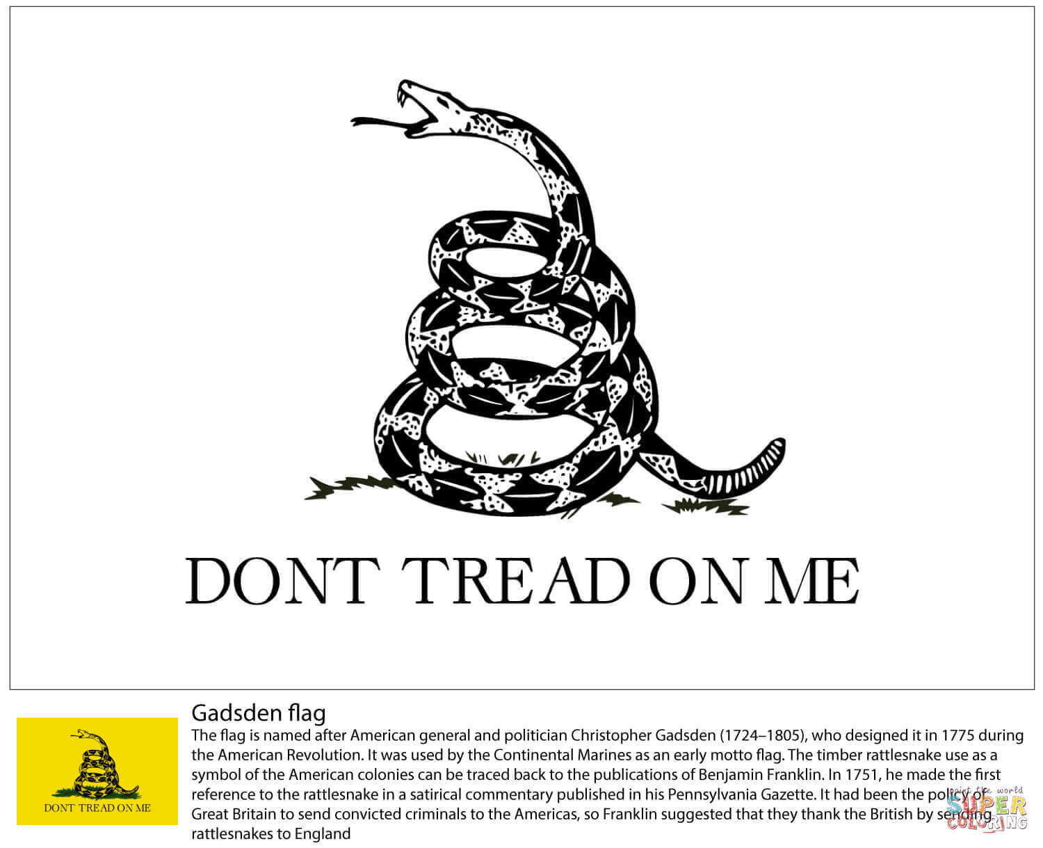 Dont tread on me flag coloring page free printable coloring pages