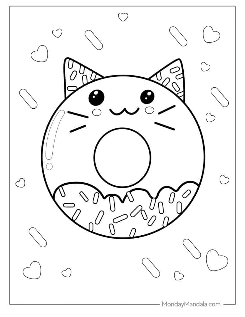 Donut coloring pages free pdf printables
