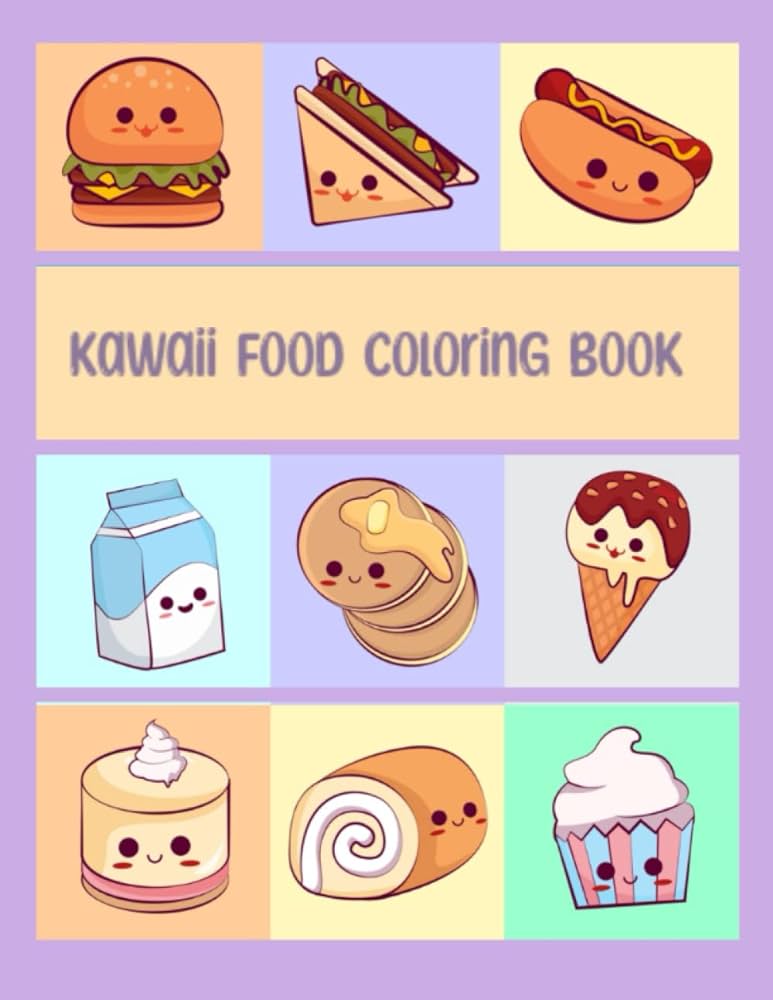 Kawaii food coloring book cute dessert cupcake donut ice cream food fruits easy coloring pages for kids and adults hartley trix books