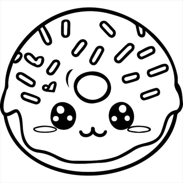 Premium vector kawaii donut coloring page
