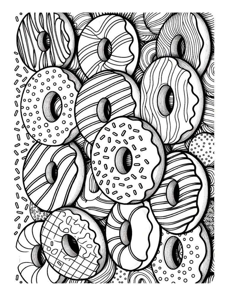 Free donut coloring pages