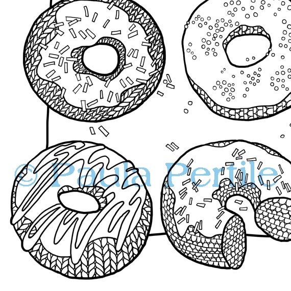 Knit donuts coloring page printable coloring page drawing of knitting pdf donut art