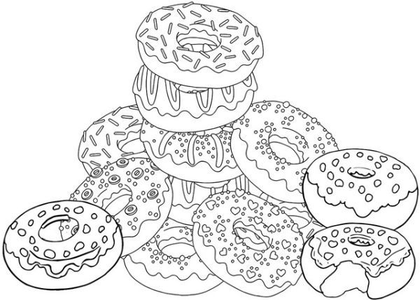 Yummy donuts coloring pages printable pdf
