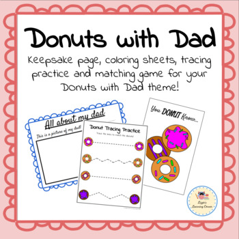 Donuts with dad keepsake page tracing coloring card and matching game