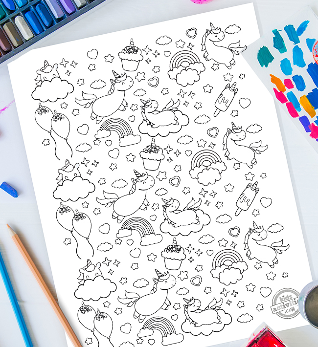 Cutest ever free unicorn doodle coloring page for kids kids activities blog