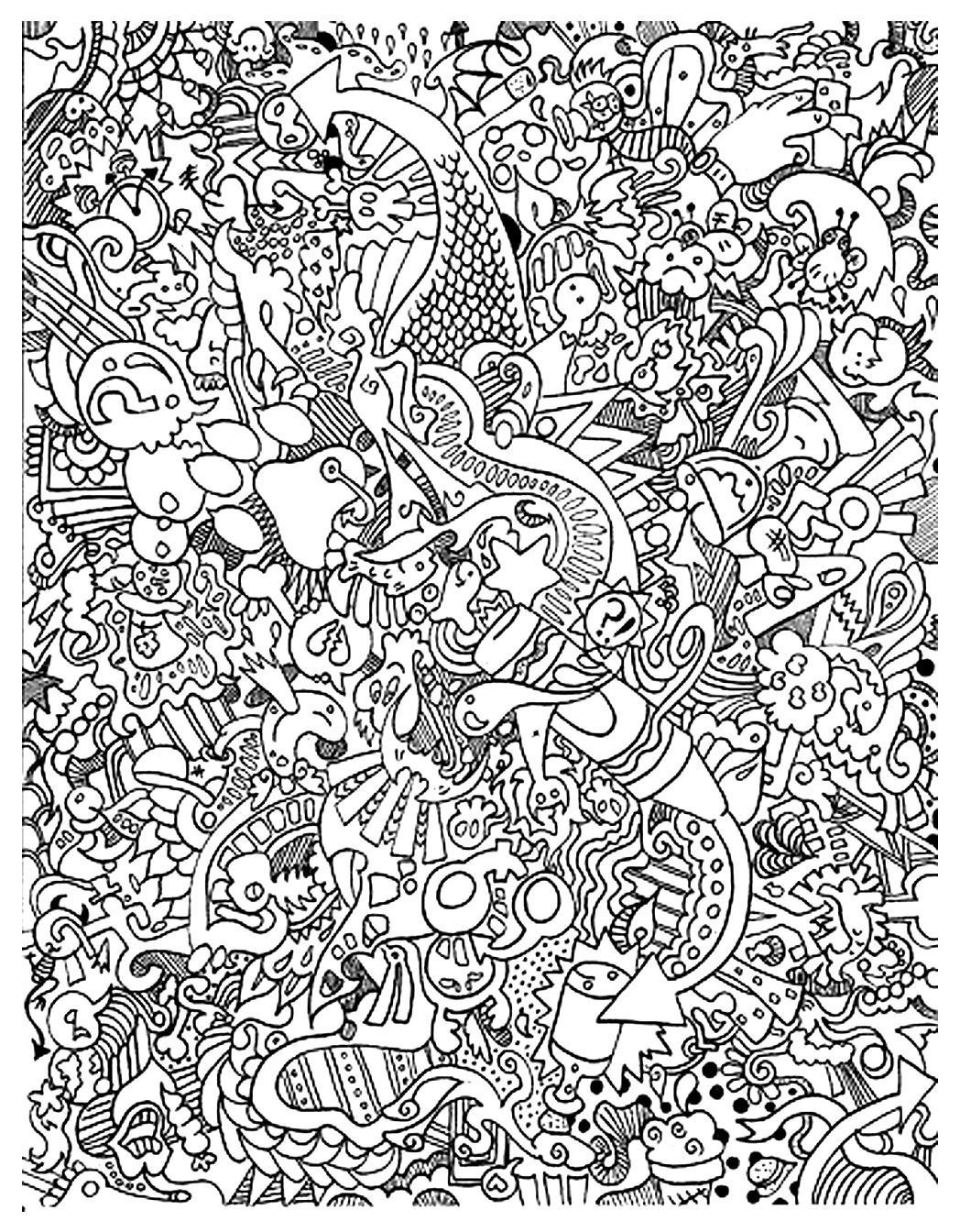 Doodle art to color for children