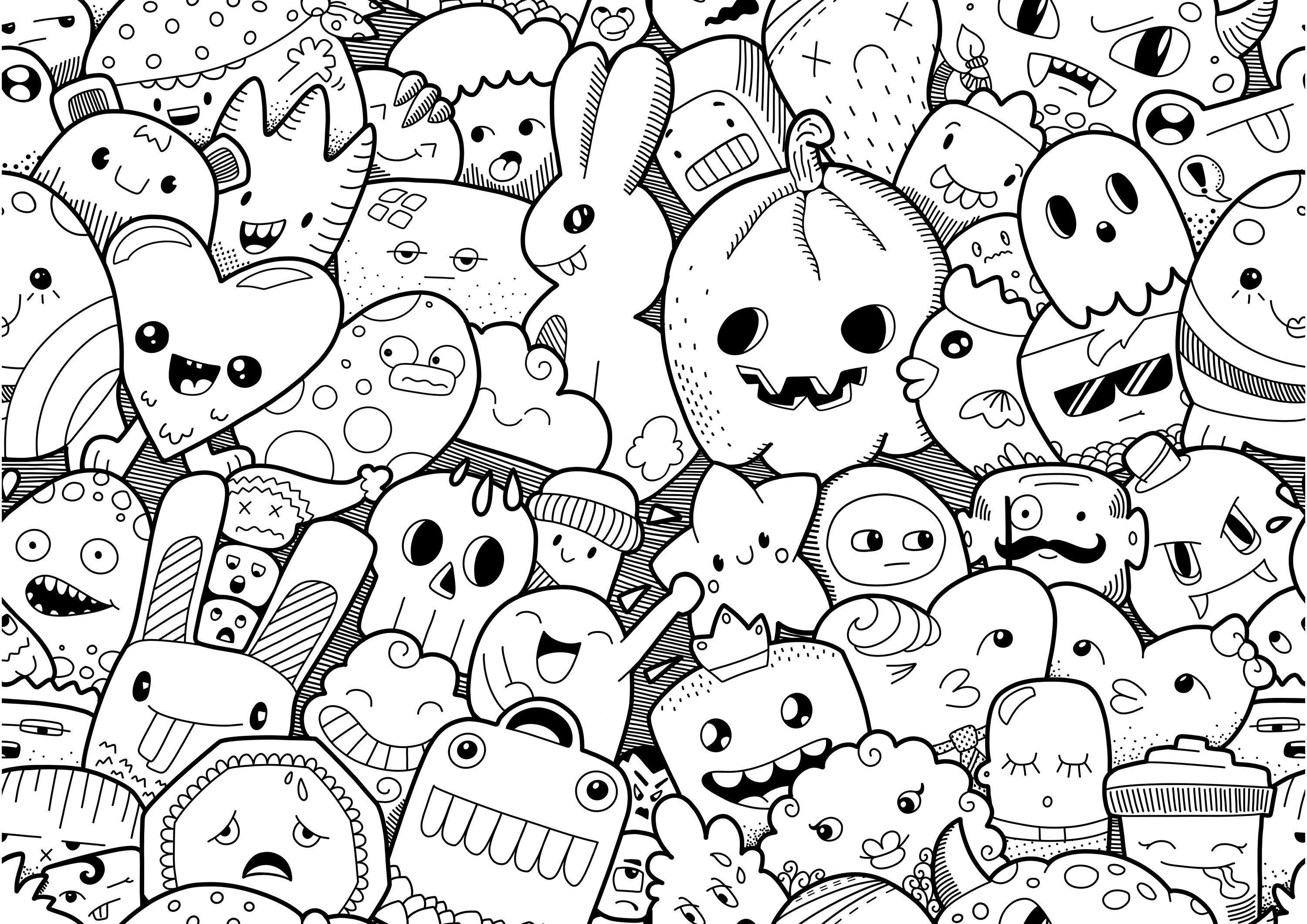 Doodle monster coloring pages