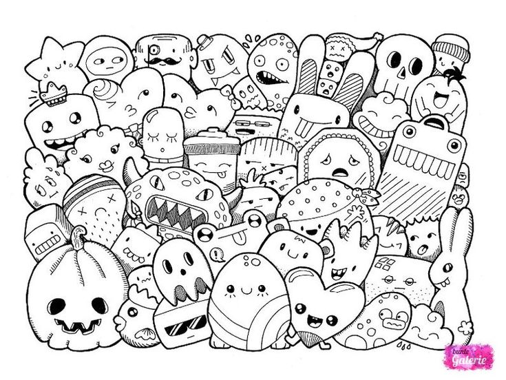 Doodle monster coloring pages