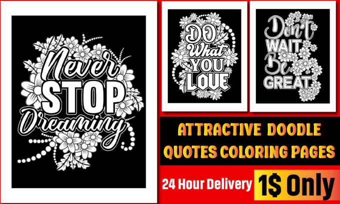Design kdp interior and doodle quotes coloring pages by naiifa