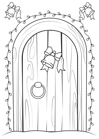 Christmas house door coloring page free printable coloring pages