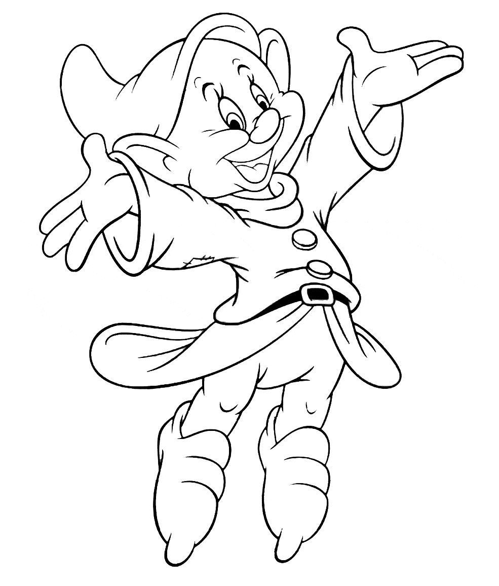 Dopey jumping coloring page