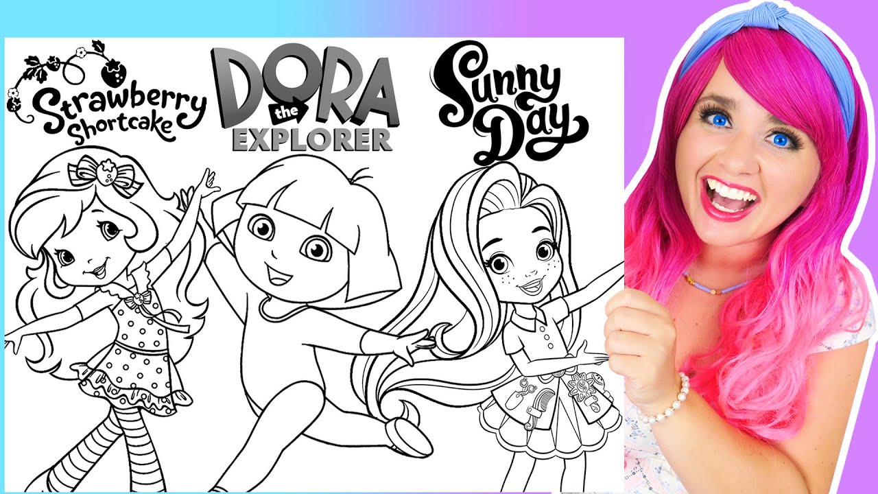 Coloring strawberry shortcake dora the explorer sunny day giant coloring pages crayola crayons