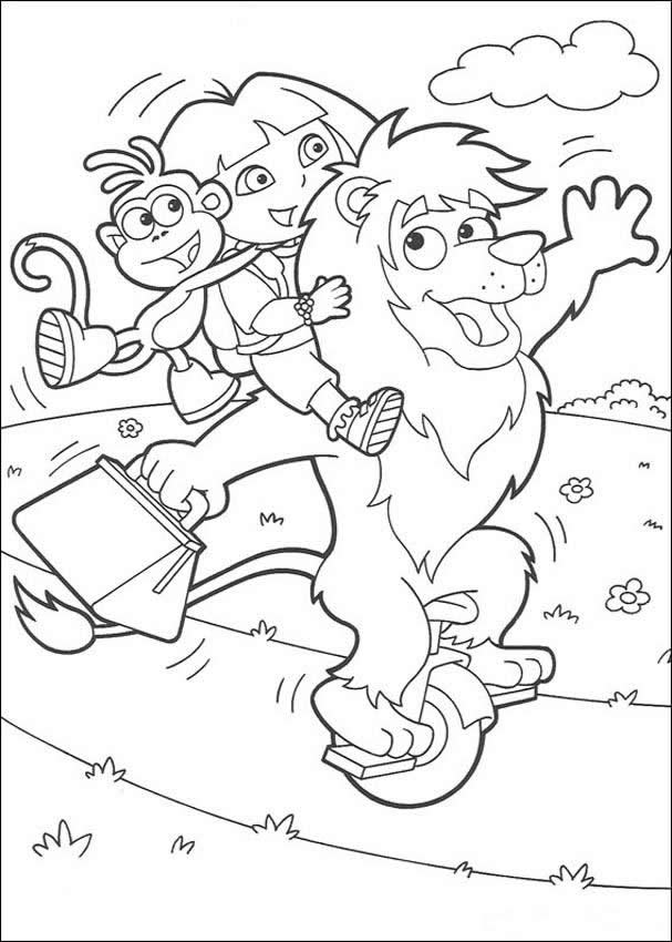 Dora playing with friends coloring pages