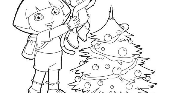 Dora christmas coloring pages dora and boots xmas printables team colors