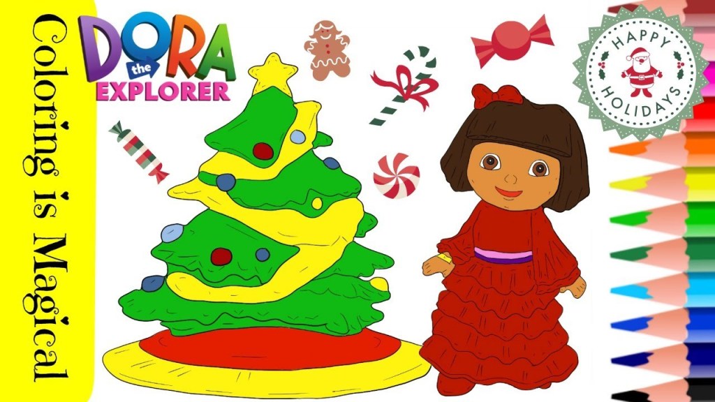 Dora the explorer christmas coloring page