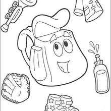 Dora the explorer map and backpack coloring pages