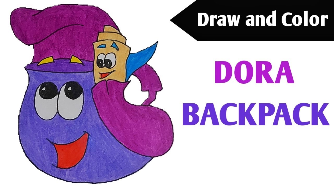 How to draw and color backpack with map from dora the explorer cute dora backpack drawing for kids