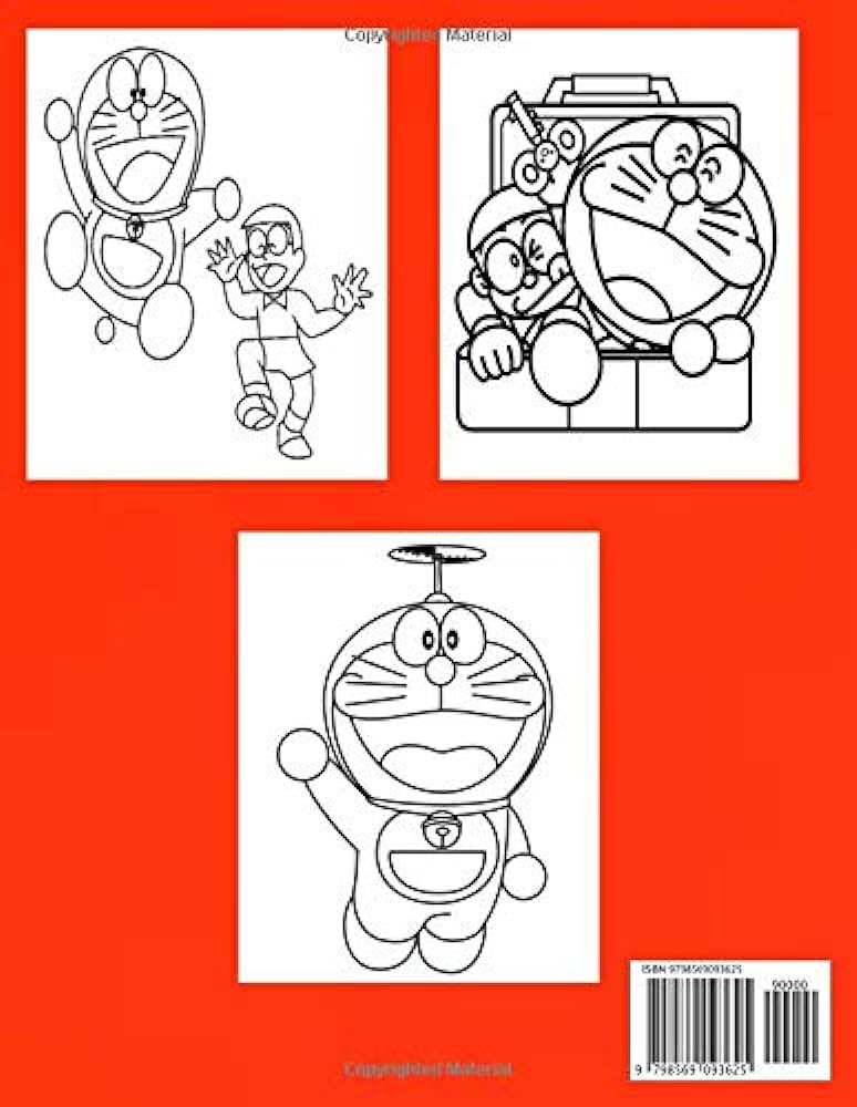 Doraemon coloring book coloring images for kids of all ages high quality illustrations gift for doraemon characters fans japanese manga series book coloring books