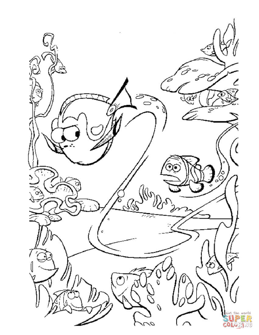 Dory swims too fast coloring page free printable coloring pages