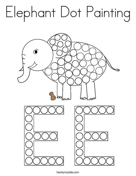 Elephant dot painting coloring page