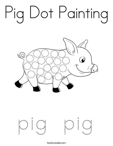 Pig dot painting coloring page