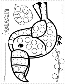 Safari animals dot markers coloring pages by the kinder kids tpt