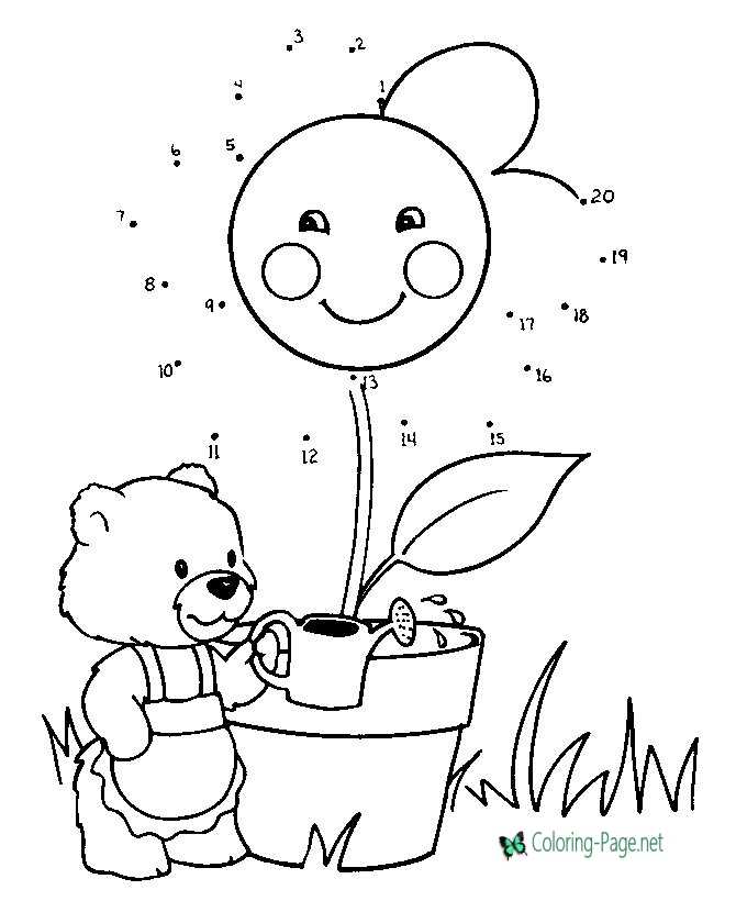 Flowers connect the dots for kids