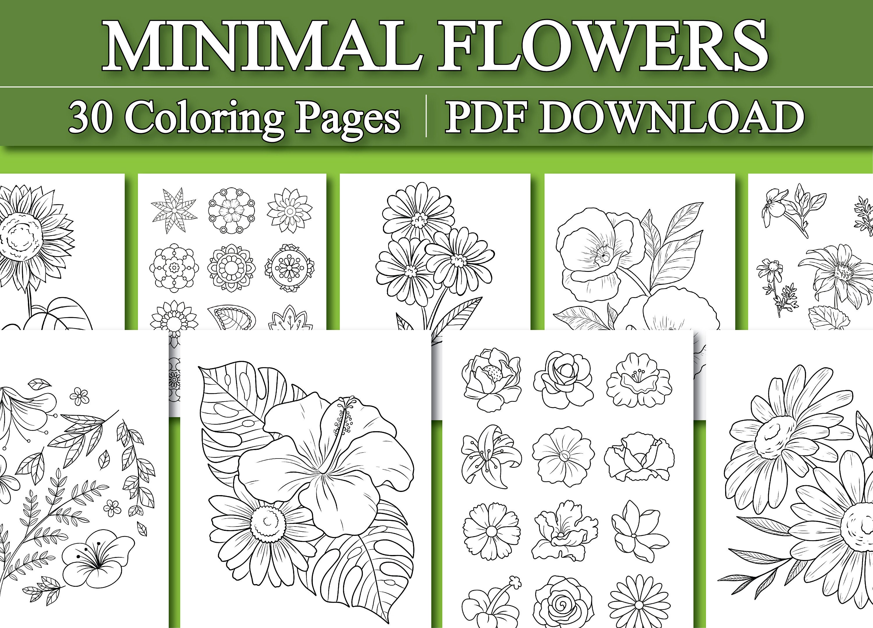 Adult coloring pages minimalist flower coloring book basic flower coloring pages printable pdf download