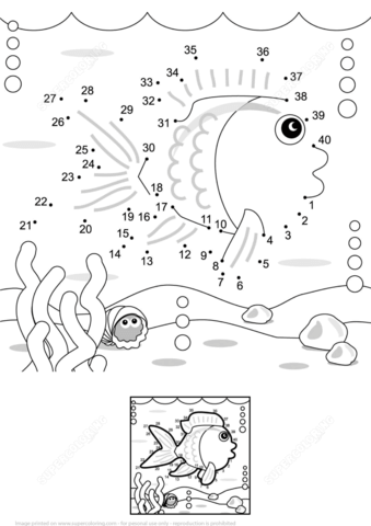 Underwater life dot to dot free printable coloring pages
