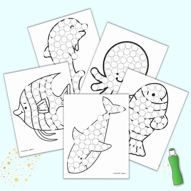 Free printable ocean animals dot it marker pages coloring pages dot markers do a dot