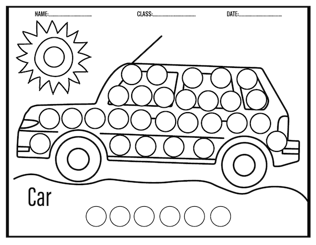 Premium vector coloring pages transportation vehicle dot markers coloring for kids