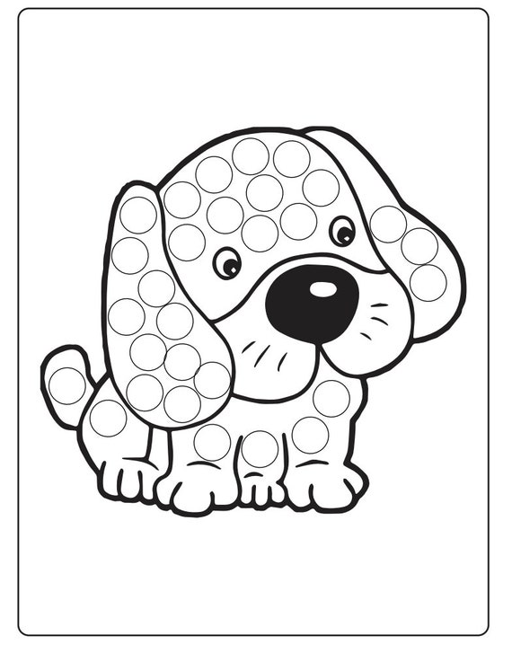 Puppy dog dot marker coloring pages