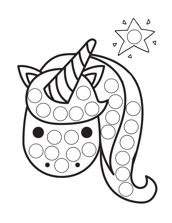 Unicorn dot marker coloring pages printable pdf coloring activity pages for kids unicorn dot coloring pages unicorn do a dot painting
