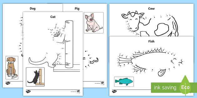 Dot to dot animals printables