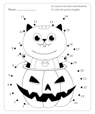 Premium vector halloween dot to dot coloring page for kids premium vector