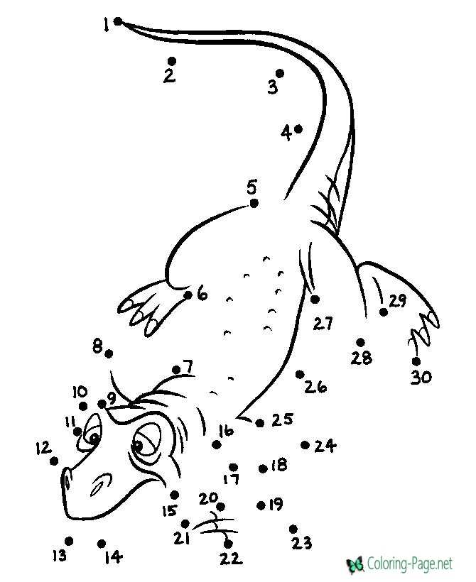 Big lizzard connect the dots for kids