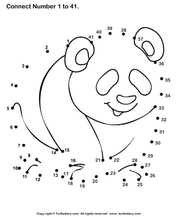 Download and print turtle diarys connect numbers one to forty one worksheet our large collection of math workshâ panda activities connect the dots panda craft