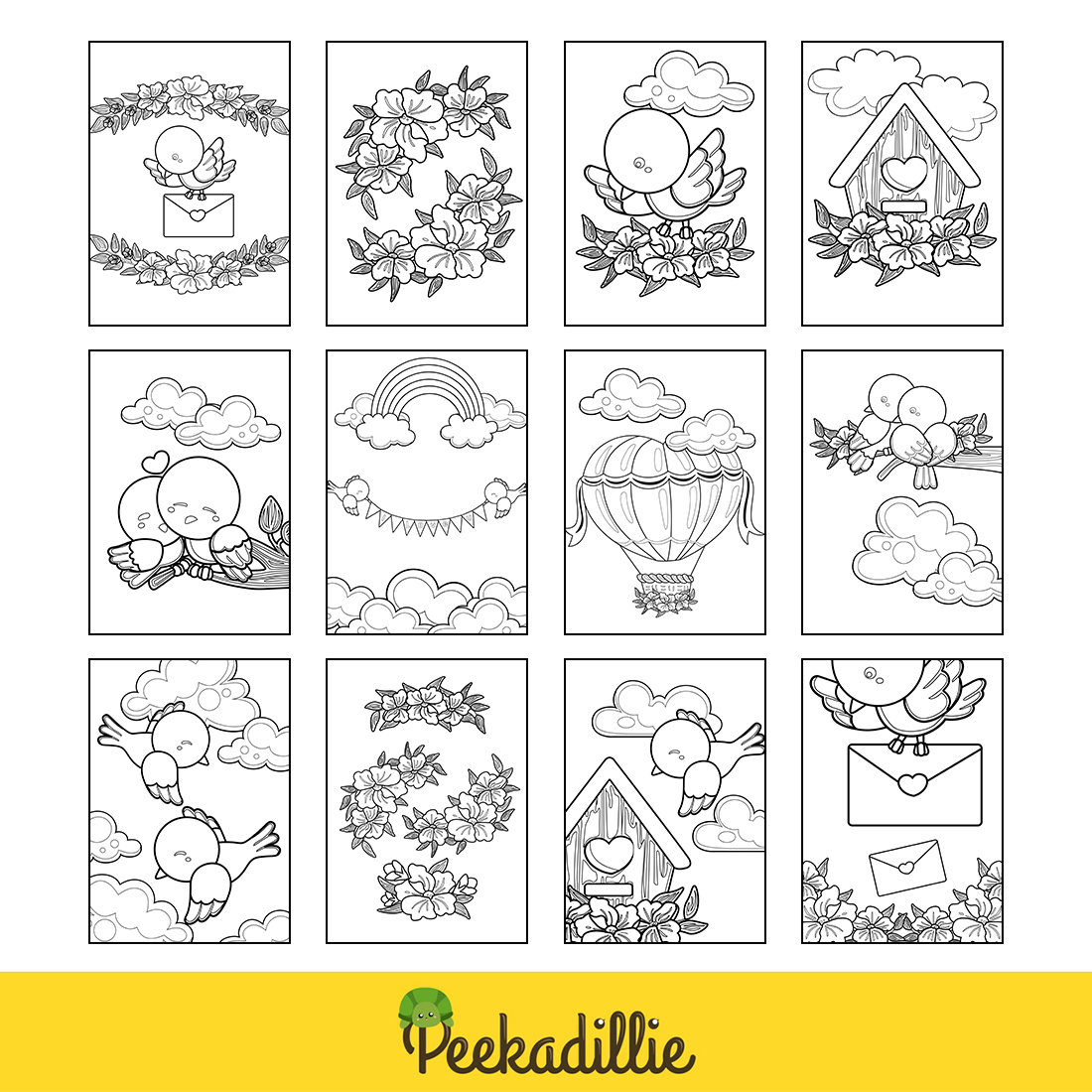 Love birds lovely coloring pages activity for kids and adult