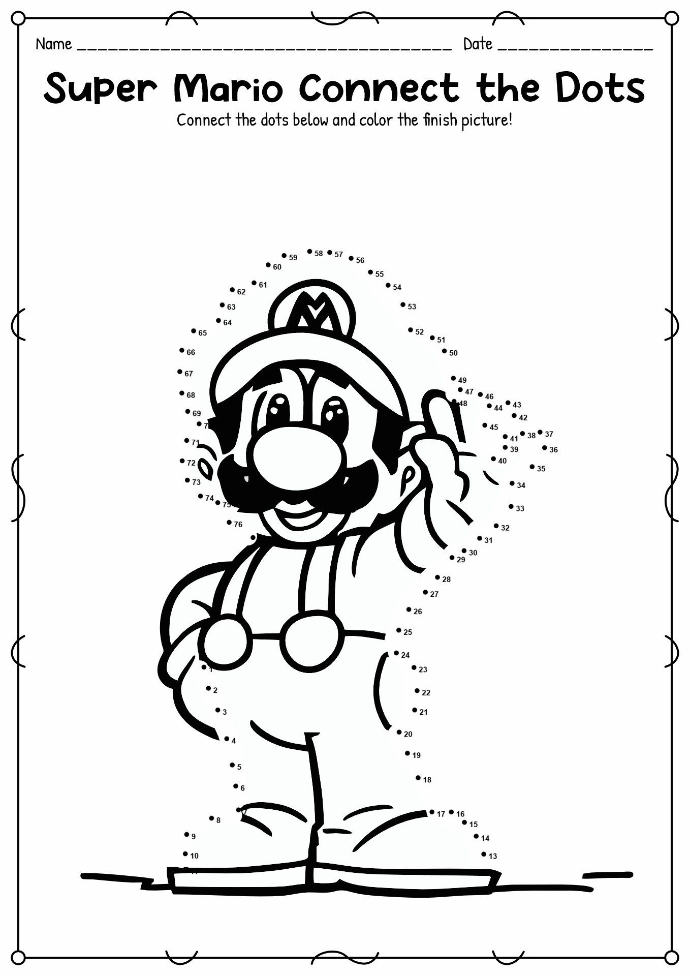 Printable dot to dot worksheets